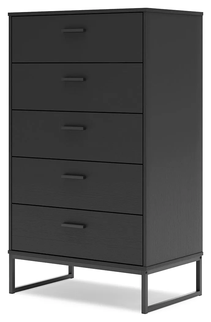 Socalle Queen Platform Bed with Dresser, Chest and Nightstand in Black