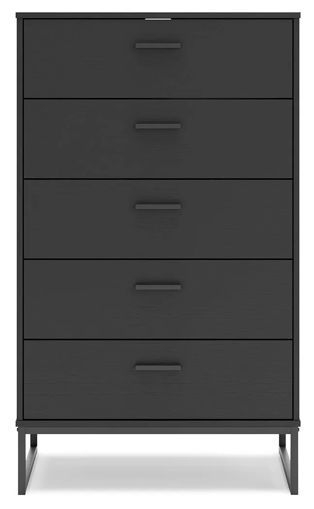 Socalle Queen Platform Bed with Dresser, Chest and Nightstand in Black