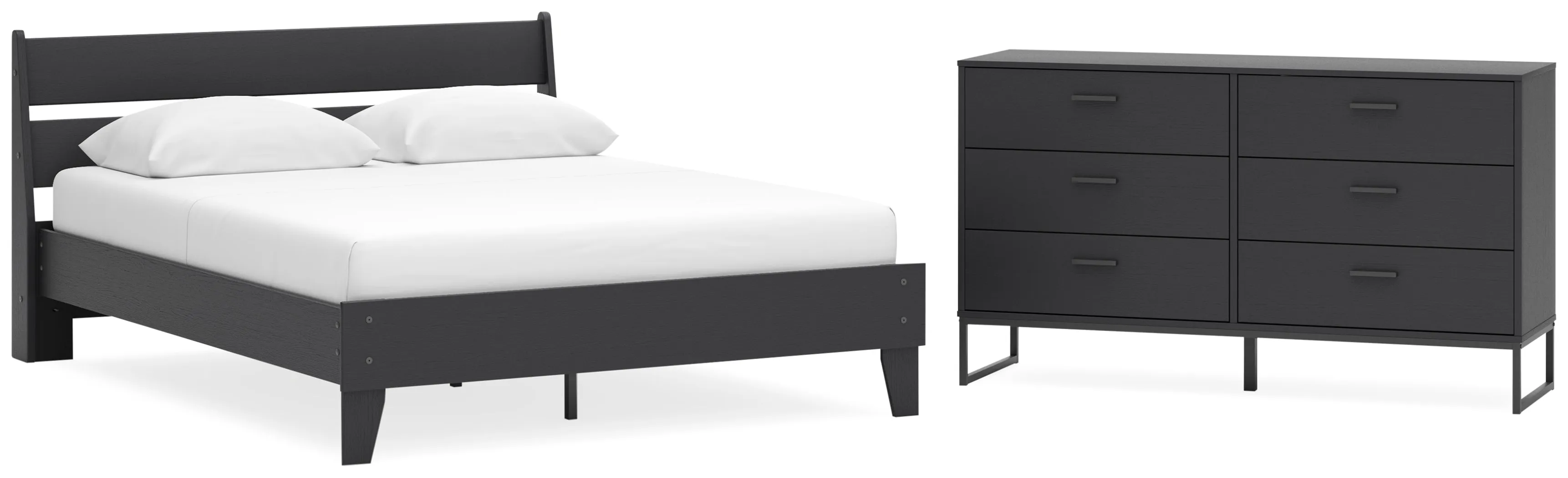 Socalle Queen Platform Bed with Dresser in Black