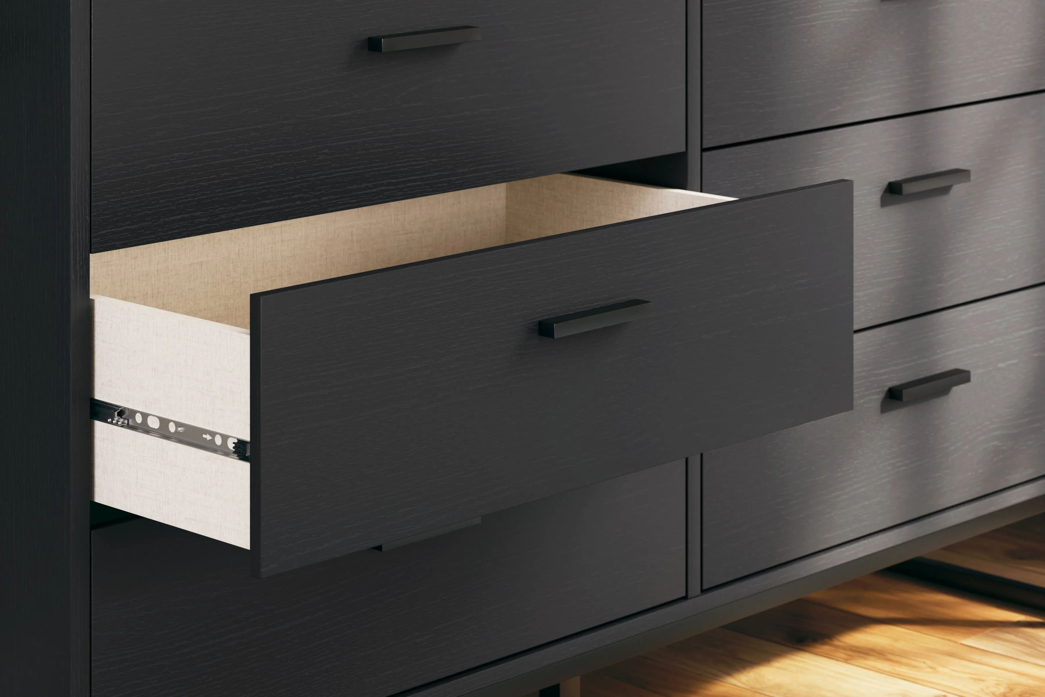Socalle Queen Platform Bed with Dresser in Black