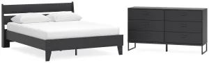 Socalle Queen Platform Bed with Dresser in Black