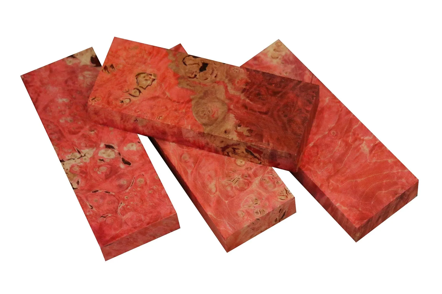 Stabilized Maple Burl Craft Blank, Light Red (4-15/16" x 1-7/8" x 7/8")