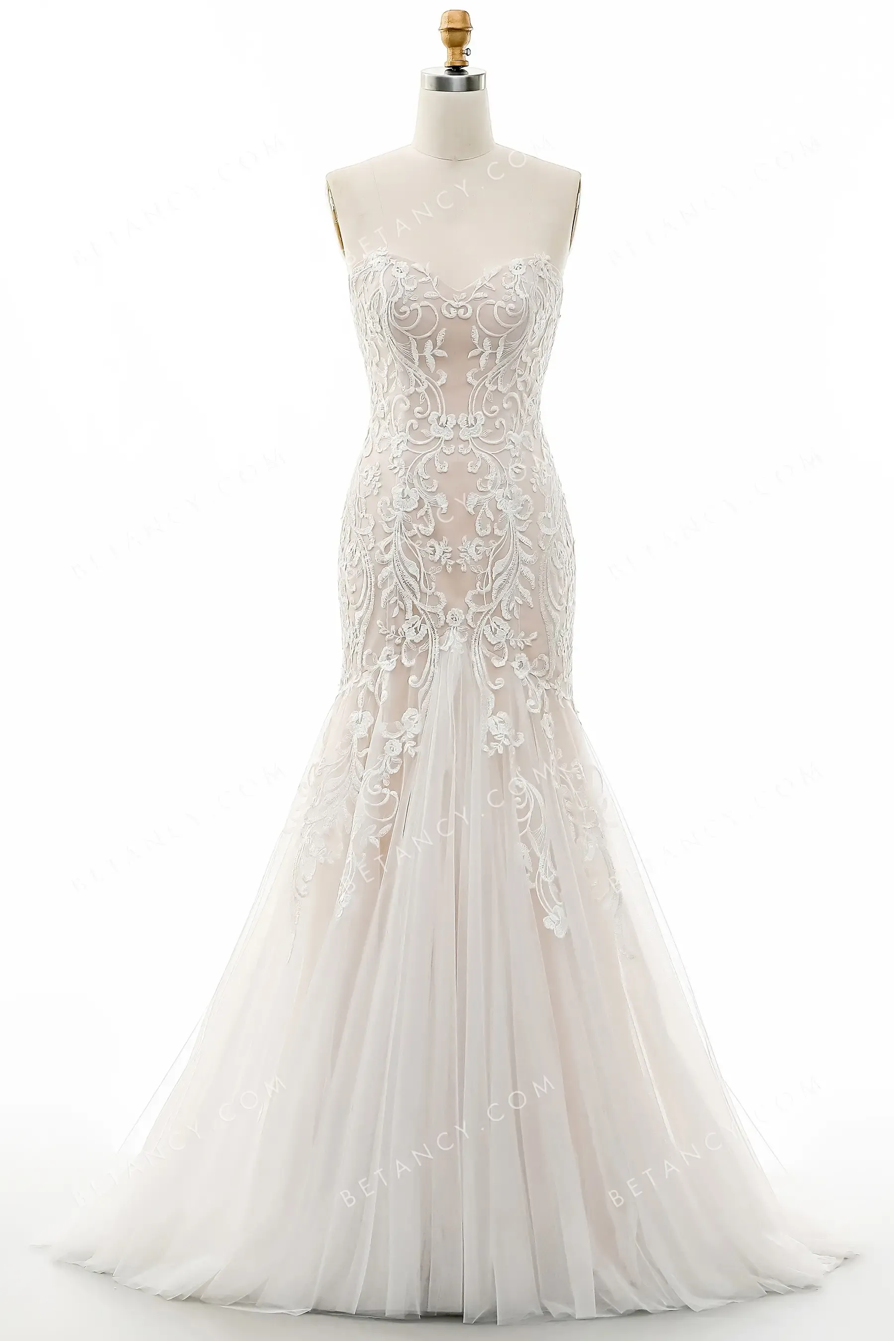 Strapless Pearl Pink Designer Wedding Dress