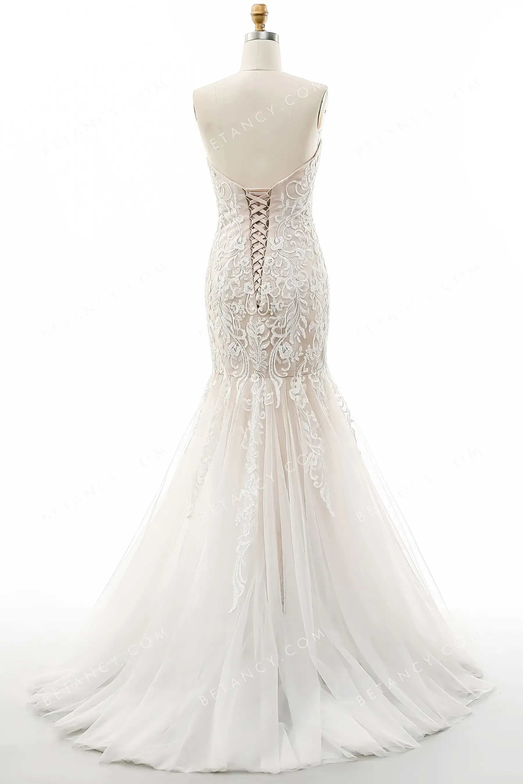 Strapless Pearl Pink Designer Wedding Dress
