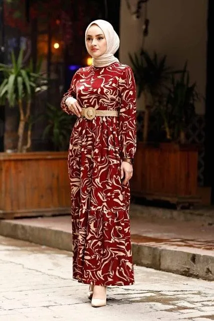 Straw Belt Hijab Dresses For Women