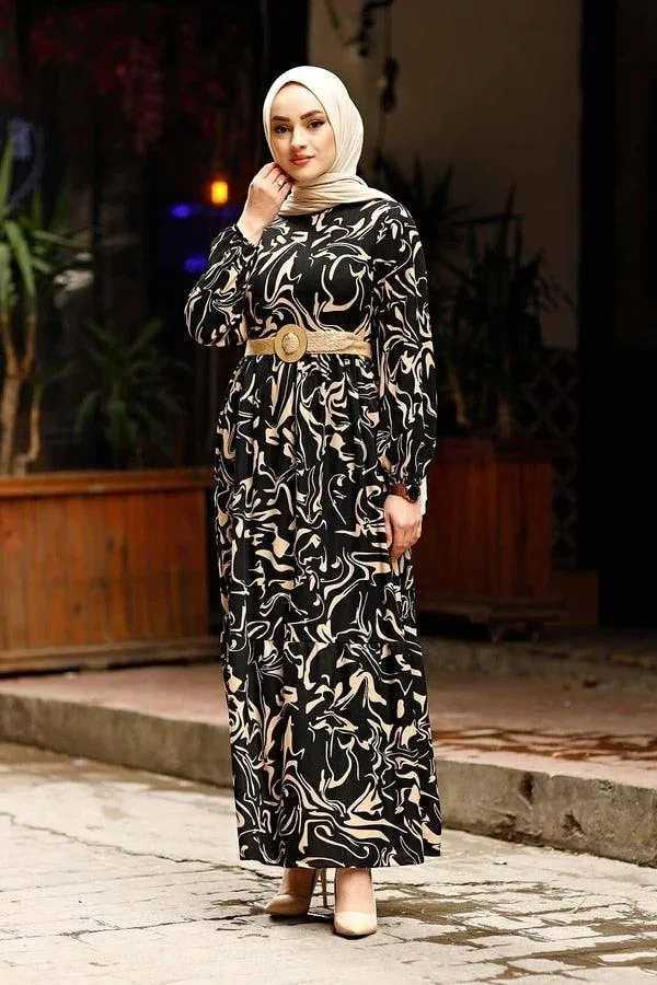 Straw Belt Hijab Dresses For Women