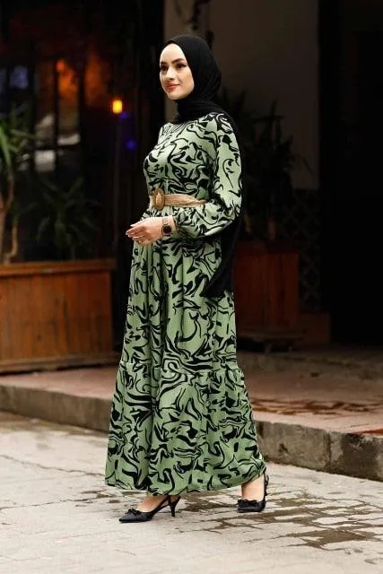 Straw Belt Hijab Dresses For Women