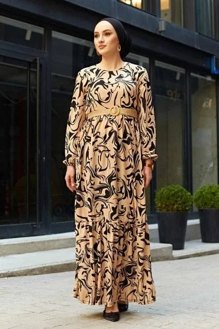 Straw Belt Hijab Dresses For Women