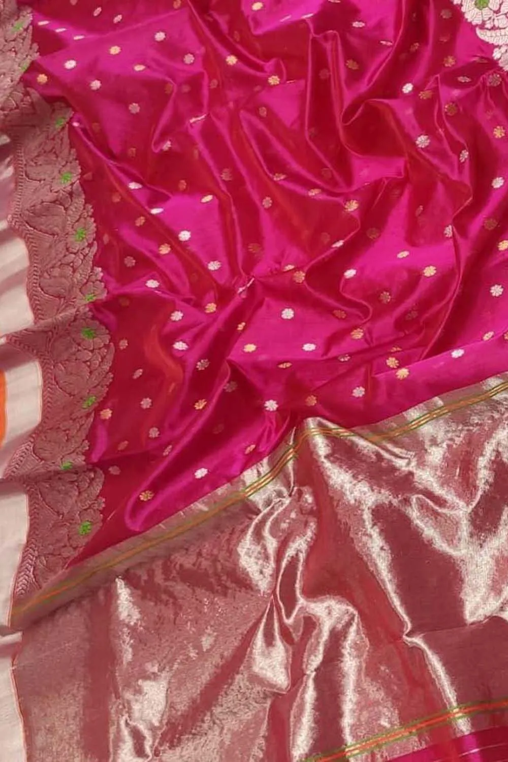 Stunning Pink Chanderi Silk Saree - Handloom Beauty