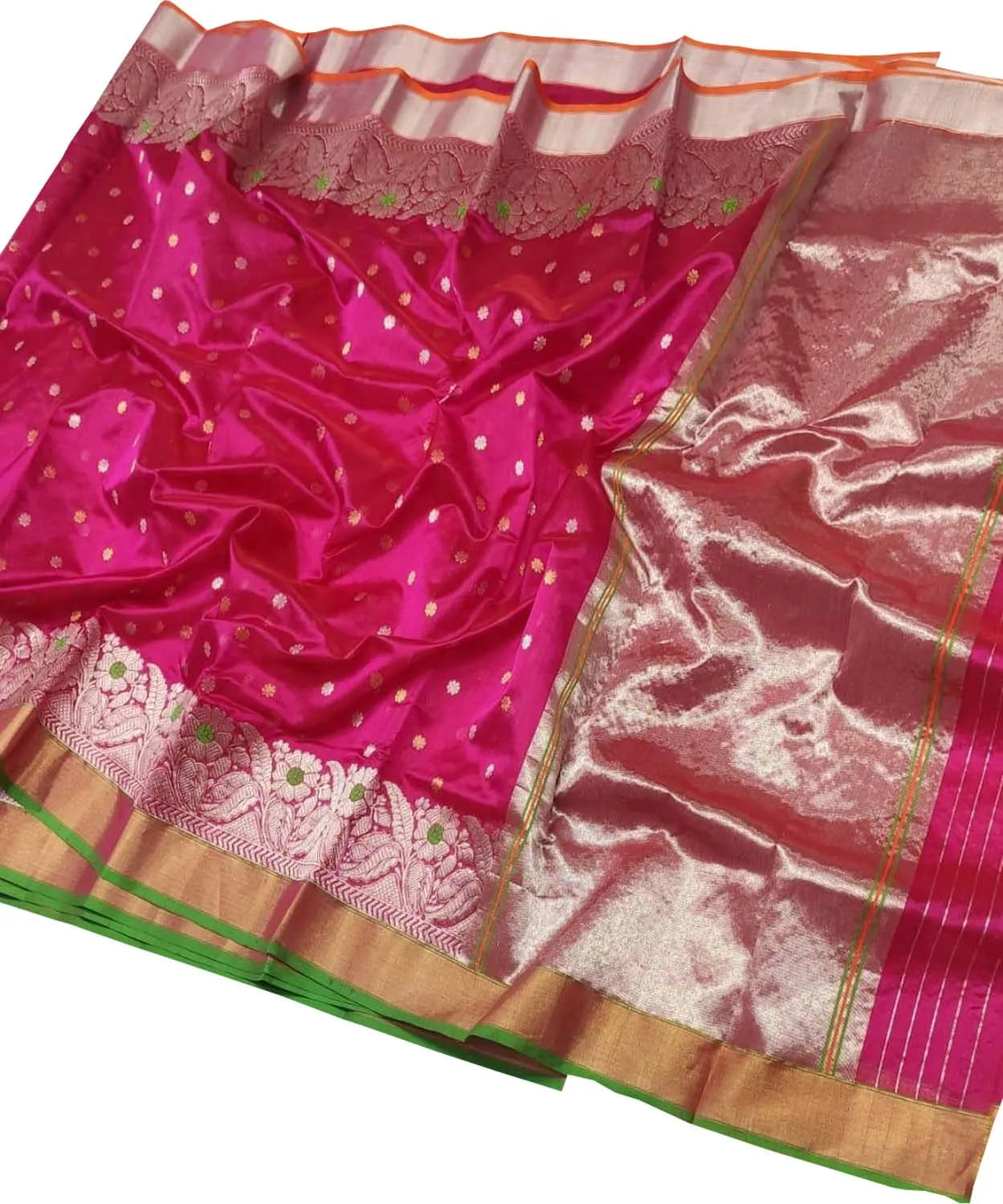 Stunning Pink Chanderi Silk Saree - Handloom Beauty