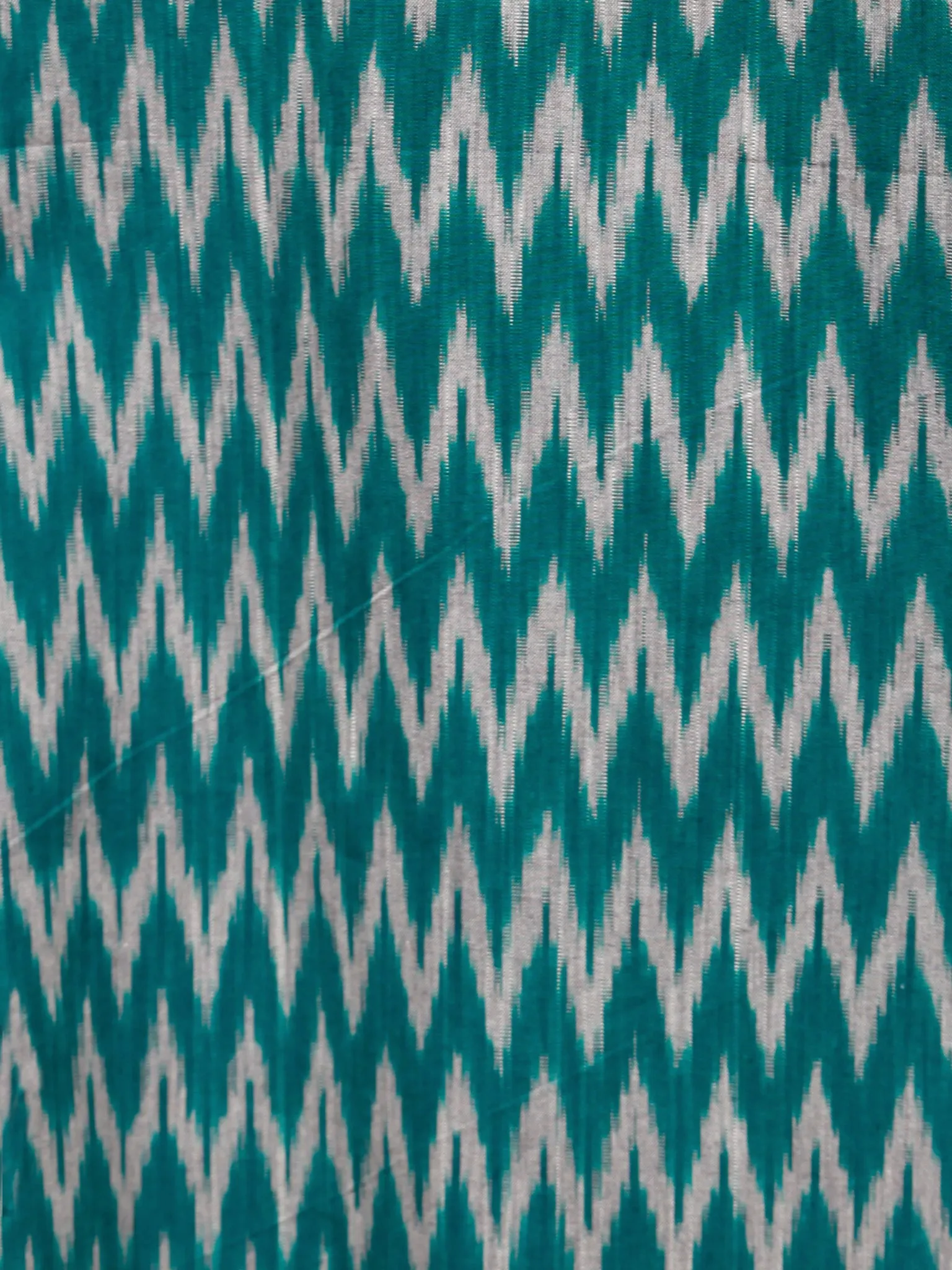 Teal Green Black Grey Handloom Mercerised Ikat Long Cotton Dress With Princess Cut - D279F1421