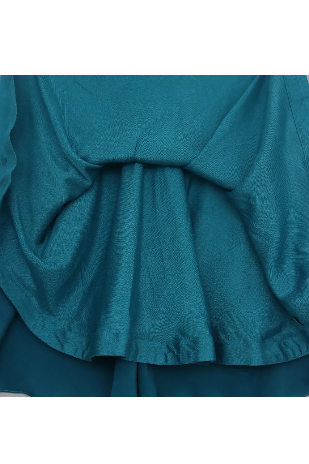 Turquoise Blue Mirror Embroidered Top With Skirt Set
