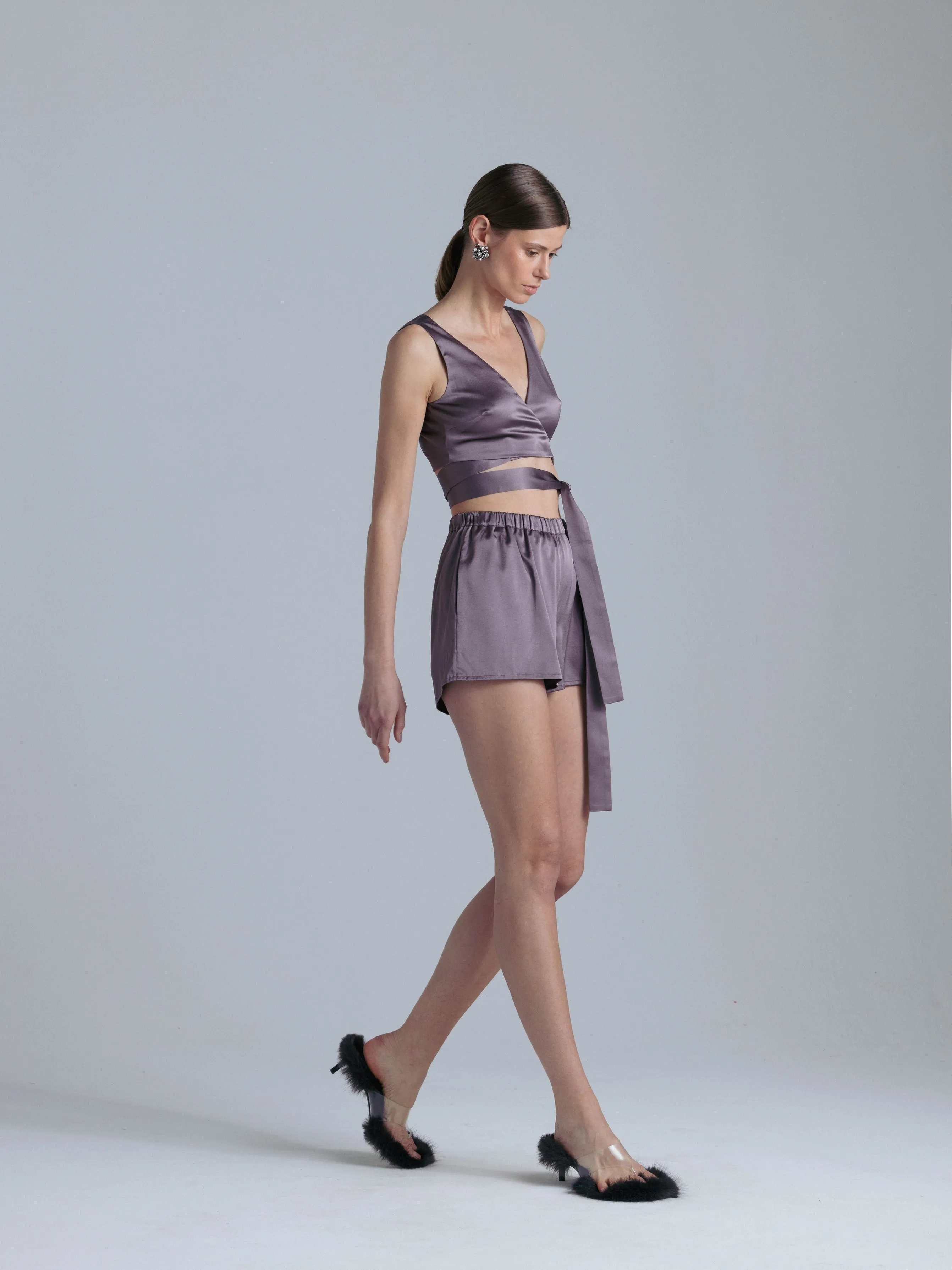 V-Neck Silk Top 'Persephone' in Noble Purple