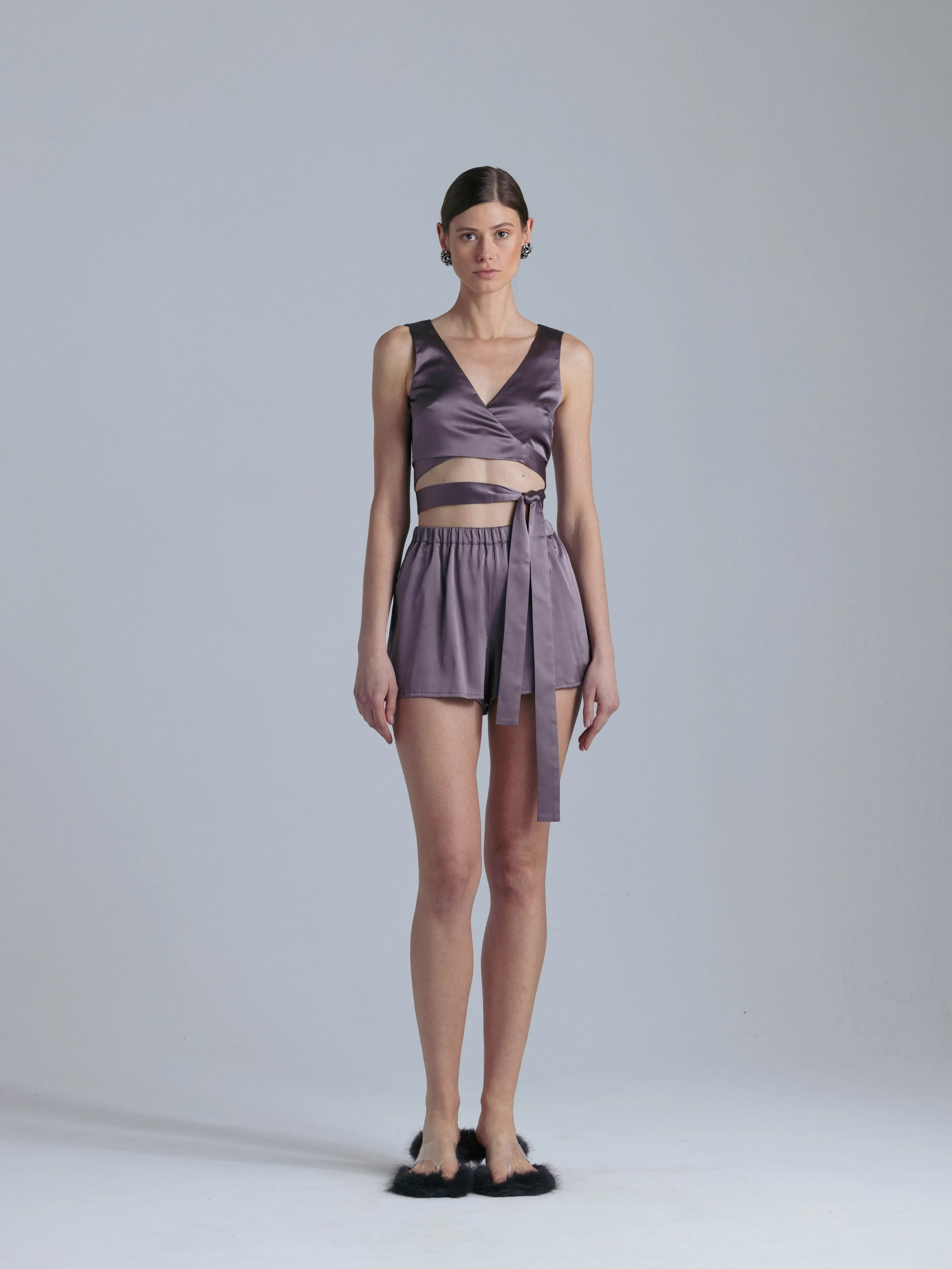 V-Neck Silk Top 'Persephone' in Noble Purple