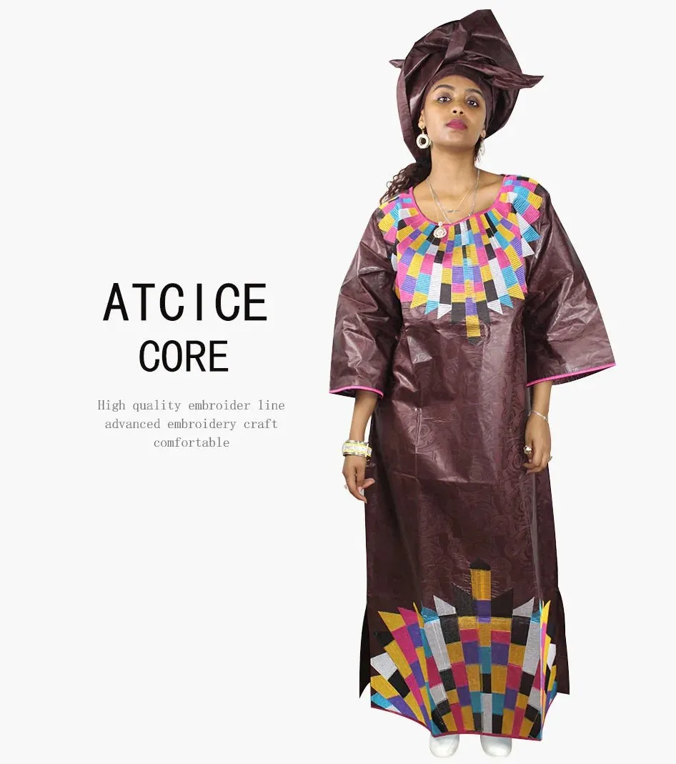 Women's African Dresses: Fashionable New Bazin Riche Embroidery Design