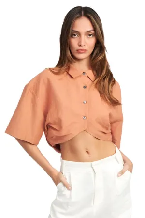 Womens Wide Sleeve Cropped Shirt